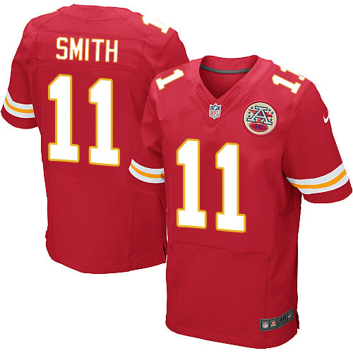 Men's Elite Alex Smith Nike Jersey Red Home - #11 NFL Kansas City Chiefs